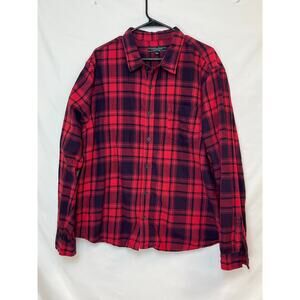 Liverpool Los Angeles Men's XL Red Black Plaid Flannel Long Sleeve Outdoor Shirt
